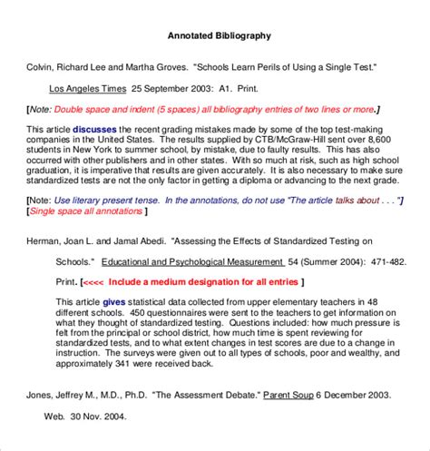 Sample Annotated Bibliography Entry For A Journal Article Apa Format