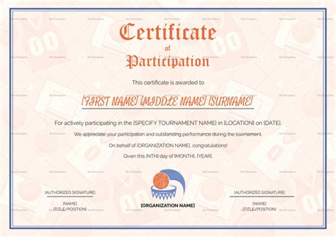 Simple Sports Participation Certificate Design Template In Psd Word