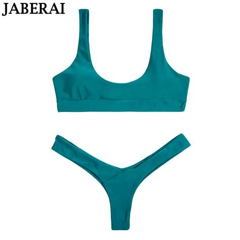 Jaberai 2019 Sexy Bikini Set U Neck Padded Bralette Swimsuit Women Swimwear Thong Bottom