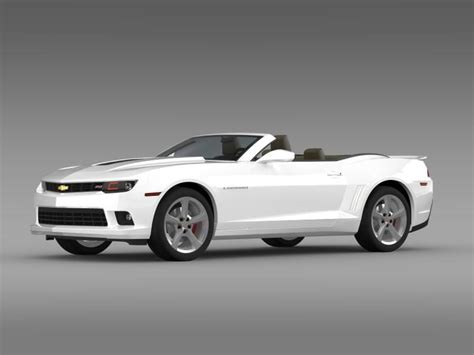 Custom pearl white with ghost flames. White Chevrolet Camaro SS Convertible 2014 3D Model MAX ...