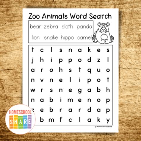 Zoo Animals Word Search Free Homeschool Share