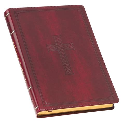 Burgundy Cross Faux Leather Large Print Thinline King James Version