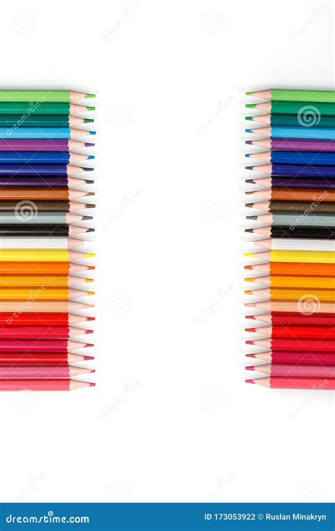Multi Colored Pencils In A Row Stock Photo Image Of August Draw