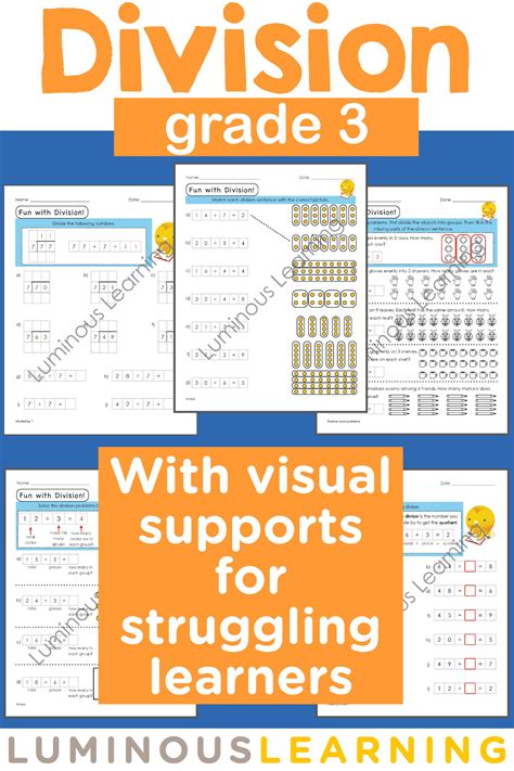 Divide a 2 digit number by a single digit; Luminous Learning Grade 3 Division workbook is designed ...