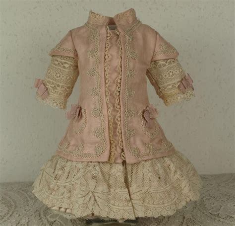 Marvelous Antique Rose Silk Satin Small French Bebe Dress Antique Doll