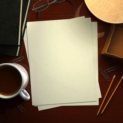 Select new from the menu on the left, and then select blank document in the gallery of templates displayed. Desk With Blank Paper Stock Photo - Download Image Now ...