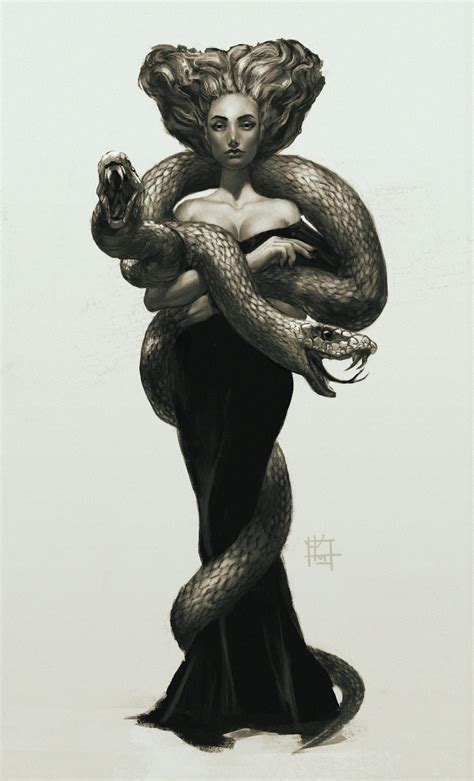 Artstation Woman With Snakes Alena Ymhin Snake Woman Art Woman