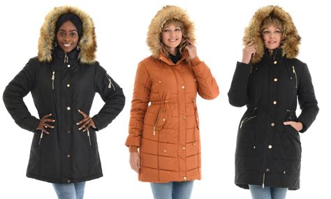 82 Fahrenheit Womens Coat With Faux Fur Hood Plus Sizes Available