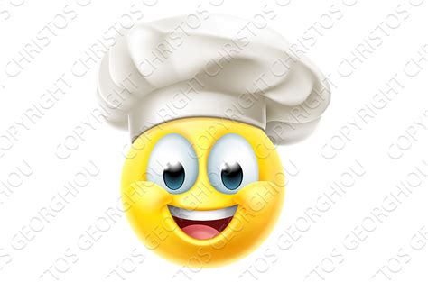 Chef Emoticon Cook Cartoon Face Photoshop Graphics Creative Market