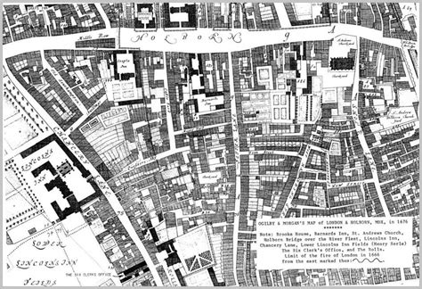 Map Of Holborn London Middx 1676 Thavies Inn Was A Former Inn Of