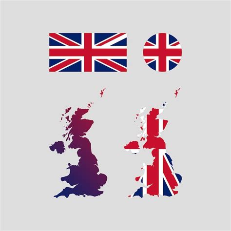 Premium Vector United Kingdom National Map And Flag Vectors Set