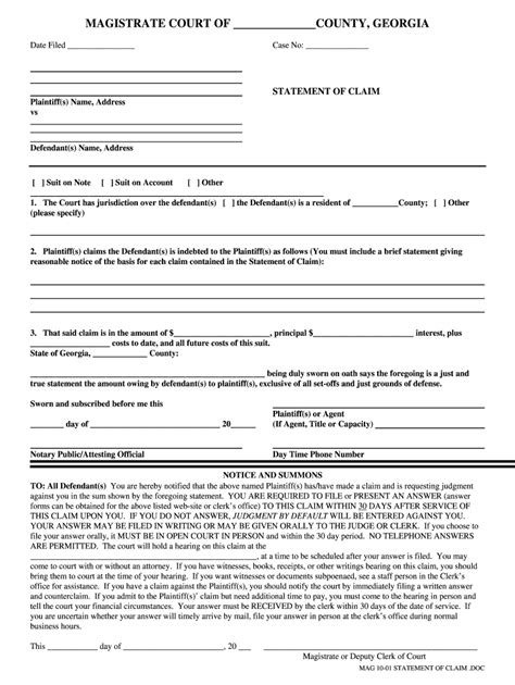 Statement Of Claim Form Georgia Fill Out And Sign Online Dochub