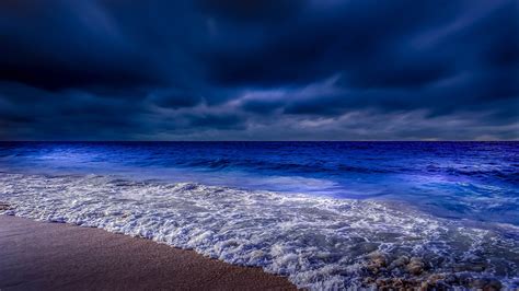 Sea Shore Waves At Night Time 4k Hd Nature 4k Wallpapers Images