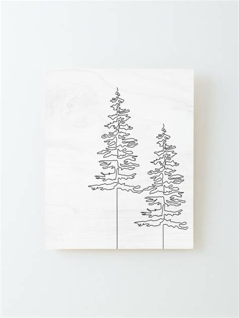 Minimal Pine Tree Line Art Mounted Print By Herefortheart Tree Line