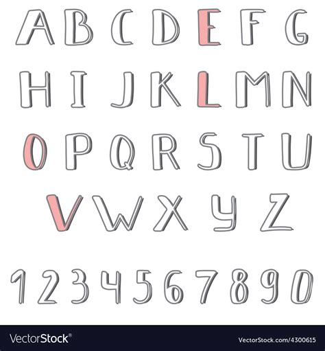 Cute Font Alphabet Hand Drawn Cute Font Set Abc Alphabet Letters My