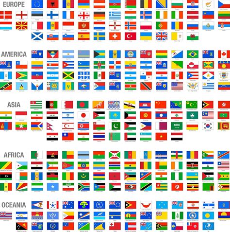 Flags Of The World By Continent Europe America Asia Africa And