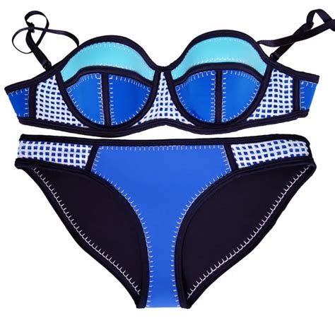 Buy Summer 2017 Women Swimsuit Sexy Neoprene Bikini Set Crochet Swimwear Beach