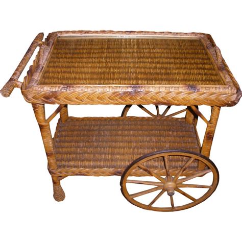 Natural Wicker Tea Cart At 1stdibs