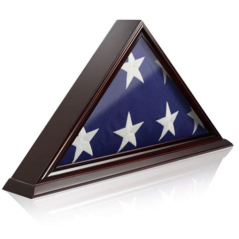 Reminded Military Memorial American Flag Display Case Solid Wood