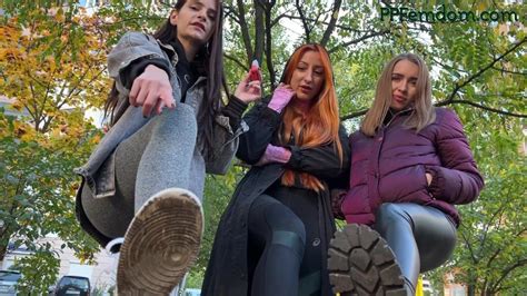 you are stopped by unknown girls to be humiliated pov triple spitting femdom on public