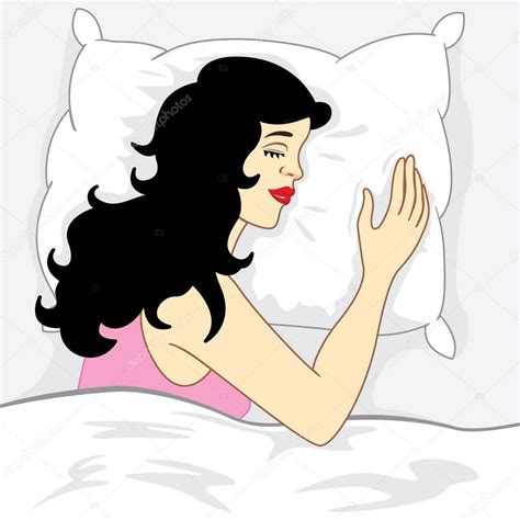 Ilustración Es Una Mujer Que Duerme En La Cama Vector De Stock Por