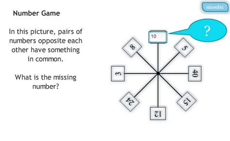 In some of these number puzzles, one has to find the missing number which will replace the question mark. Number puzzle from NAPLAN practice quiz, I know the answer ...