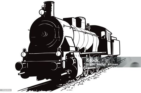 Vector Drawing Of The Locomotive Stock Illustration Download Image