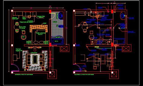 Hotel Suite Room Interior And Electrical Floor Plan Dwg Drawing File