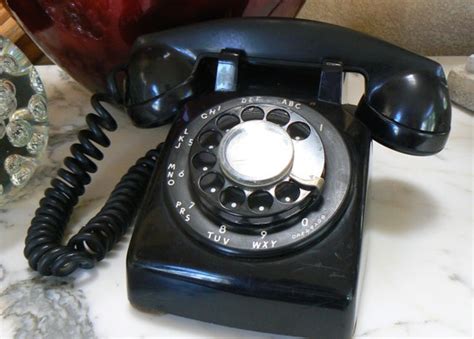 1960s Vintage Black Rotary Dial Telephone Bell Western