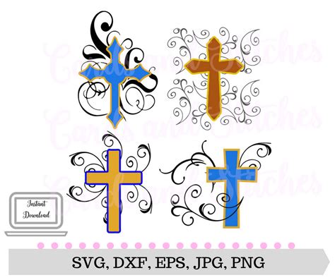 Cross Svg Fancy Crosses Svg Digital Cutting File Etsy