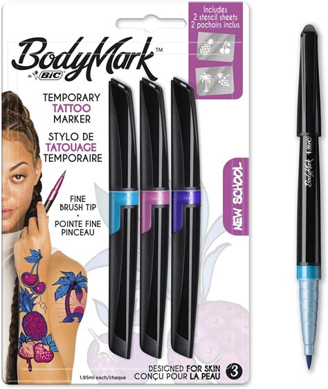 Bodymark By Bic Temporary Tattoo Markers And Stencils New School Kit