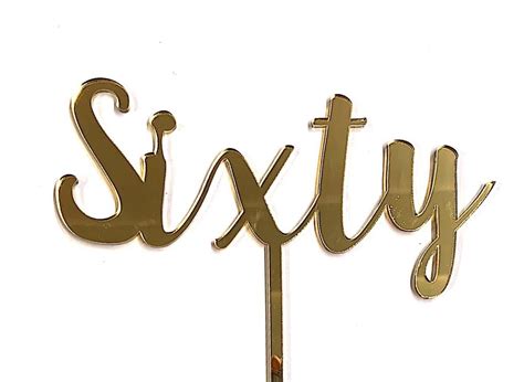 Sixty Cake Topper Gold