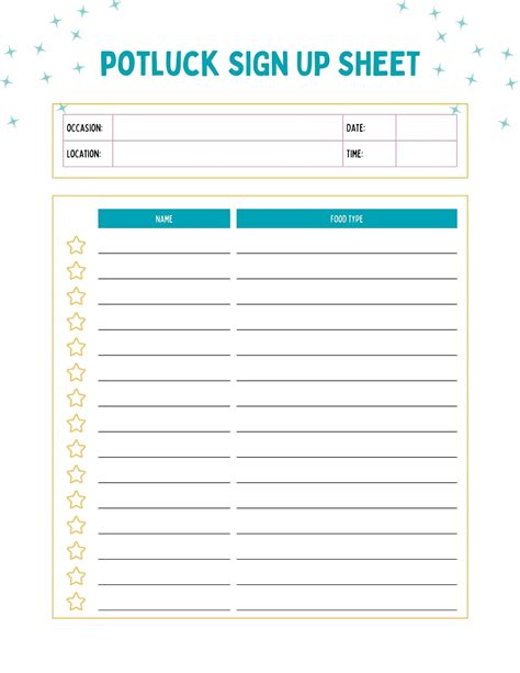 Potluck Sign Up Sheets Free Printables Add A Little Adventure
