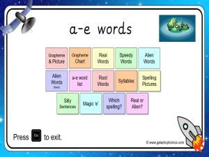 ae split digraph worksheets and games - Galactic Phonics