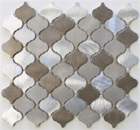 New Amsterdam Brushed Aluminum Arabesque Mosaic Tiles Rocky Point