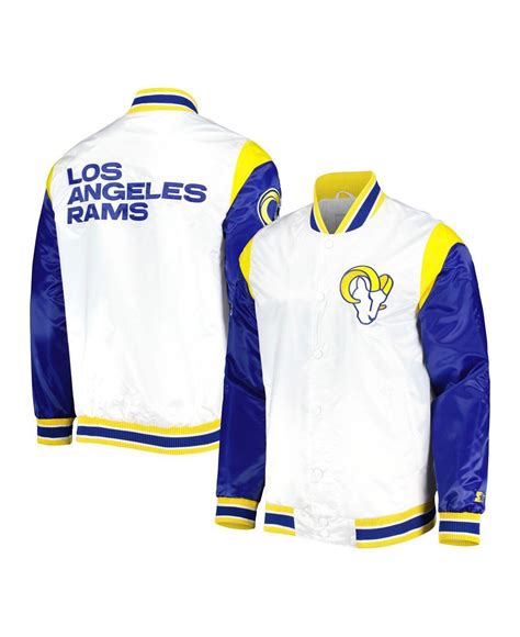 Starter White Los Angeles Rams Throwback Warm Up Pitch Satin Full Snap