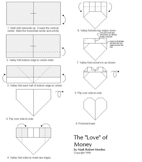 Easy Origami Heart Eg For Folding Money Into Ts Dollar Heart