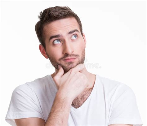Portrait Of The Young Thinking Man Looks Up Stock Image Image Of