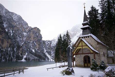 Church In The Snow Winter Scene From The Alps Alpine Lake
