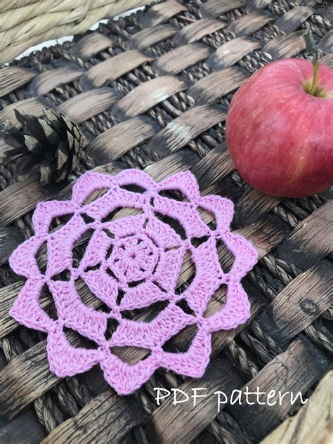 crochet-pattern-rose-pattern,-small-doily-pattern,-coaster-crochet-pattern,-easy-pattern,-gift