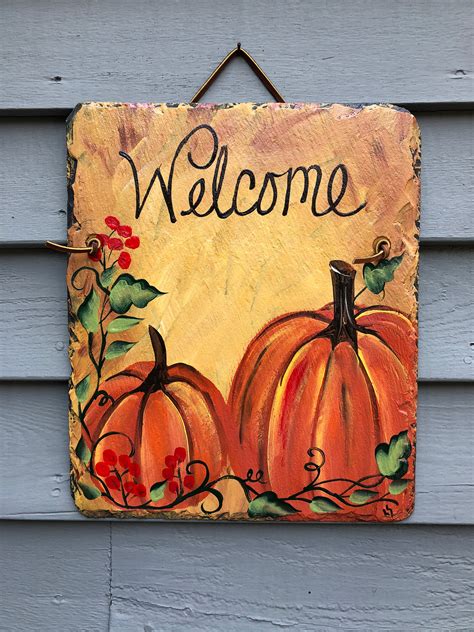 Fall welcome sign, decorative Tile, fall sign, Autumn ...