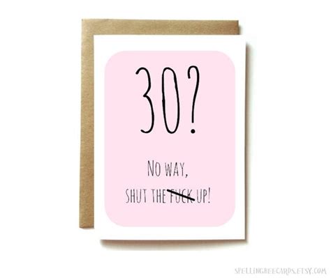 30th Birthday Card Funny Adult Thirty Birthday Card 30 No