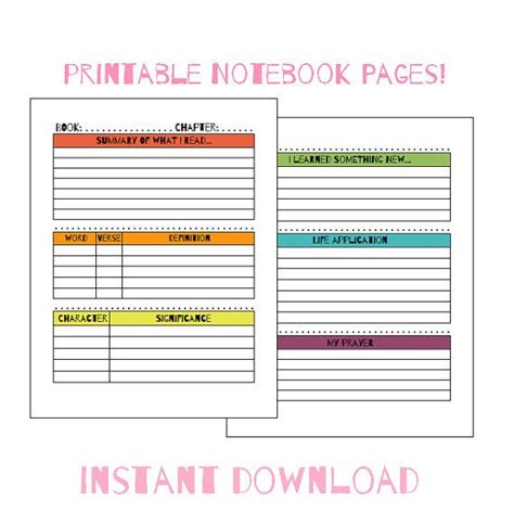 Printable Rainbow Bible Study Notebook Instant By