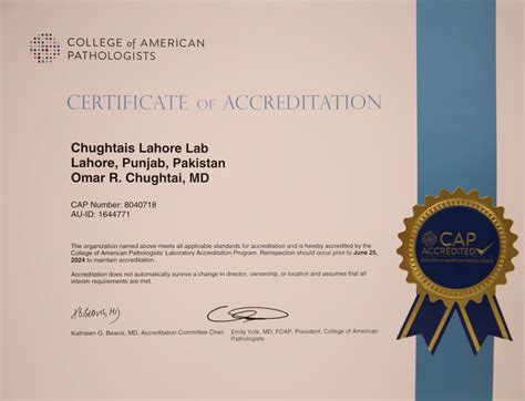 Cap Accredited Central Lab Chughtai Lab