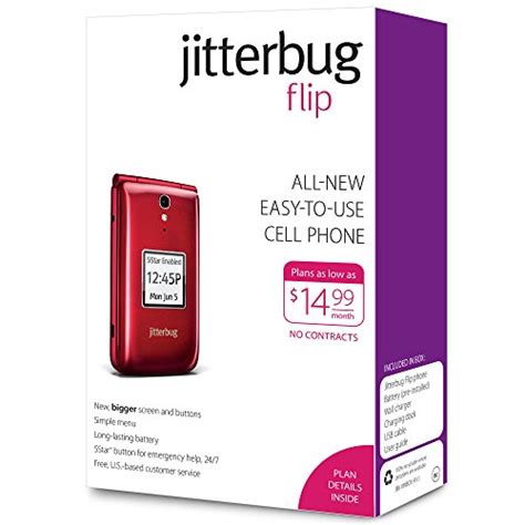 Jitterbug Flip Easy To Use Cell Phone For Seniors Red By