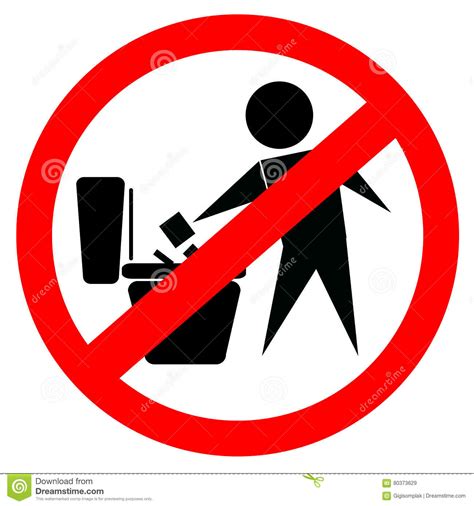 Prohibited Sign Do Not Litter At Toilet Stock Vector