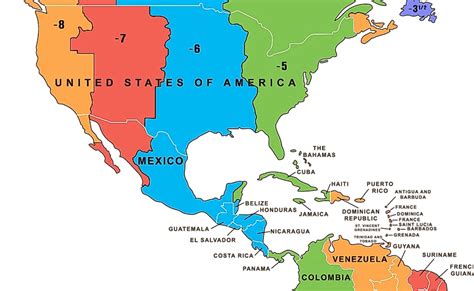 Time Zone Map North And South America Middle East Map