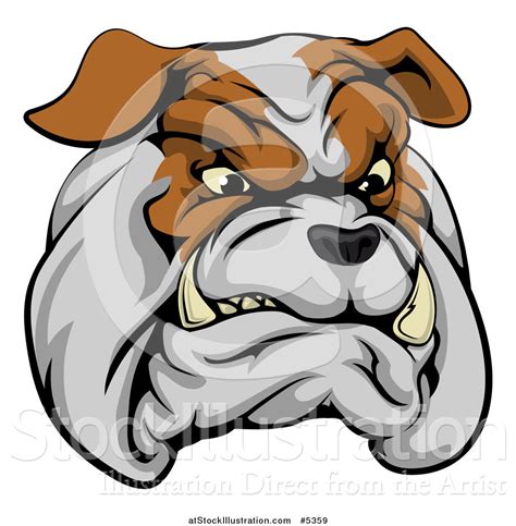Vector Illustration Of A Snarling Aggressive Bulldog
