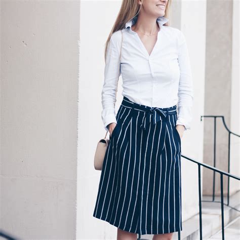 Navy Striped Midi Skirt Work Outfit Pinteresting Plans