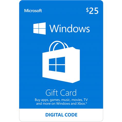 Every generated gift card code is unique and comes in value of $10, $20, $50 or $100. Microsoft Windows Store Gift Card Digital $25 (Digital Code) - Walmart.com - Walmart.com